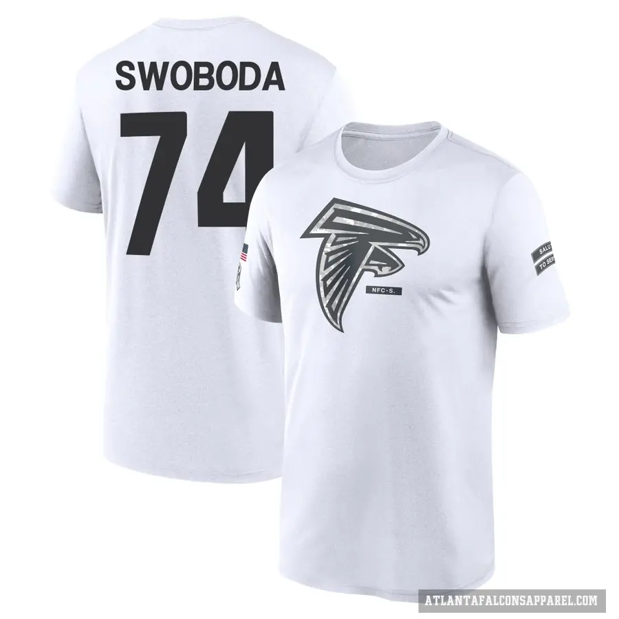 Men's ＃74 Ryan Swoboda Atlanta Falcons White 2024 Salute to Service Performance T-Shirt