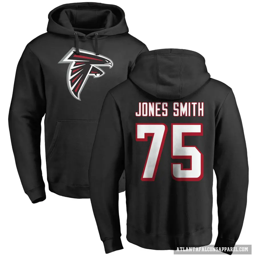 Men's ＃75 Jaryd Jones-Smith Atlanta Falcons Black Pro Line Logo Pullover Hoodie