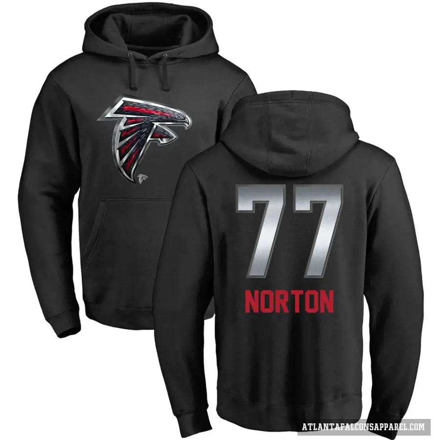 Men's ＃77 Storm Norton Atlanta Falcons Black Midnight Mascot Pullover Hoodie