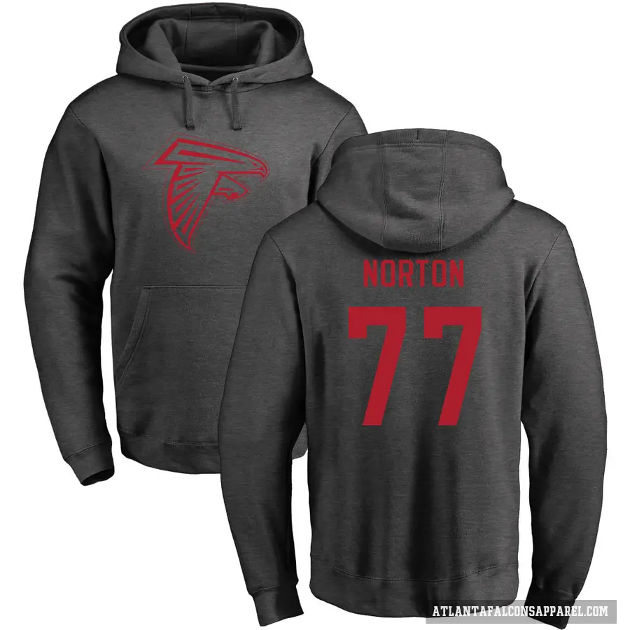 Men's ＃77 Storm Norton Atlanta Falcons Pro Line by Branded Ash One Color Pullover Hoodie