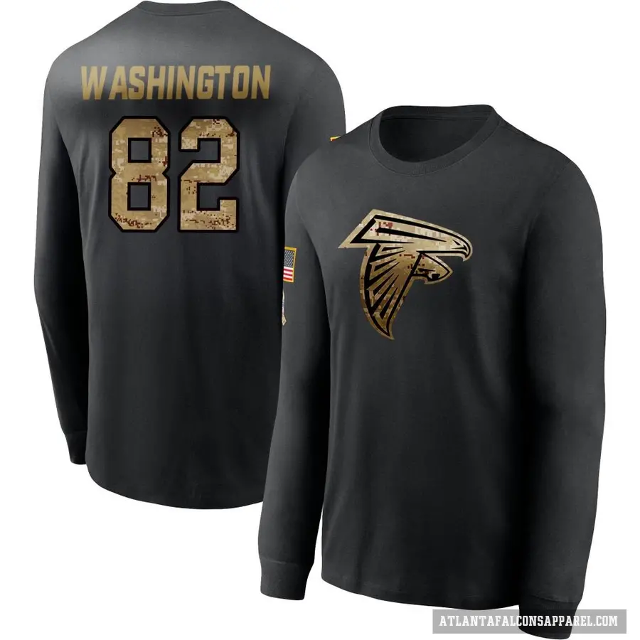 Men's ＃82 Casey Washington Atlanta Falcons Black 2020 Salute To Service Sideline Performance Long Sleeve T-Shirt