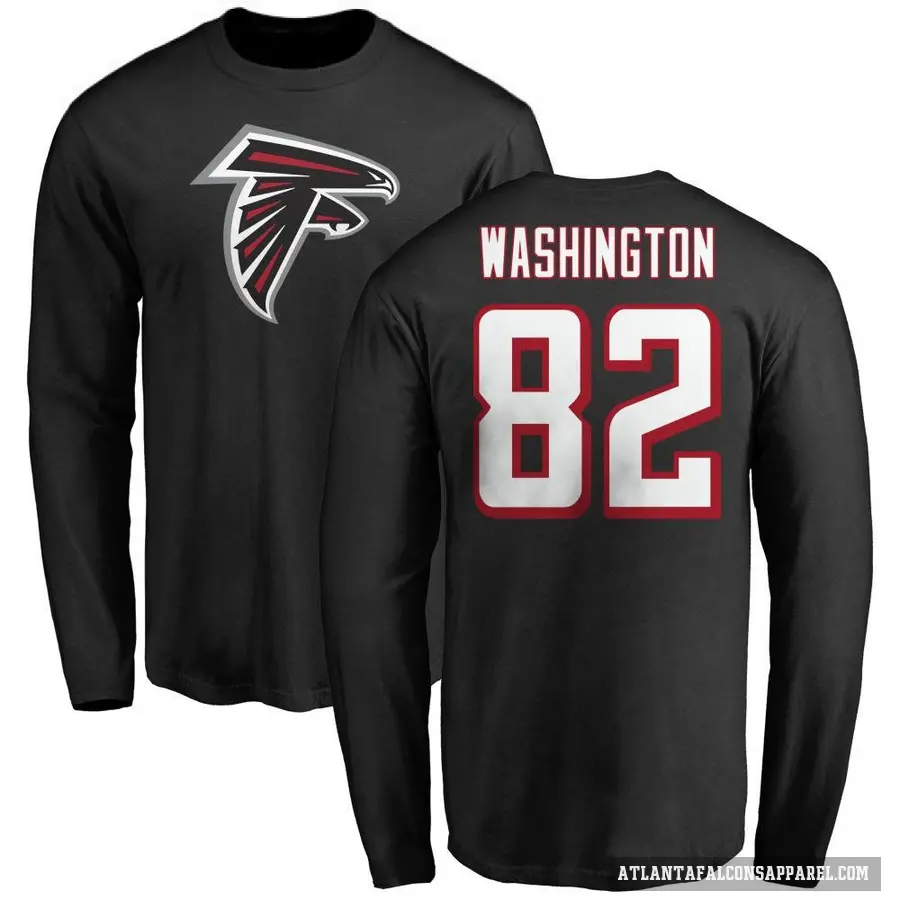 Men's ＃82 Casey Washington Atlanta Falcons Black Logo Long Sleeve T-Shirt