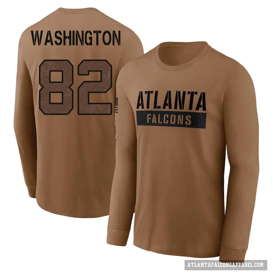 Men's ＃82 Casey Washington Atlanta Falcons Brown 2023 Salute To Service Long Sleeve T-Shirt