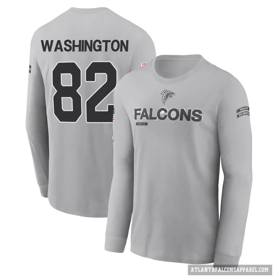 Men's ＃82 Casey Washington Atlanta Falcons Gray 2024 Salute to Service Long Sleeve T-Shirt