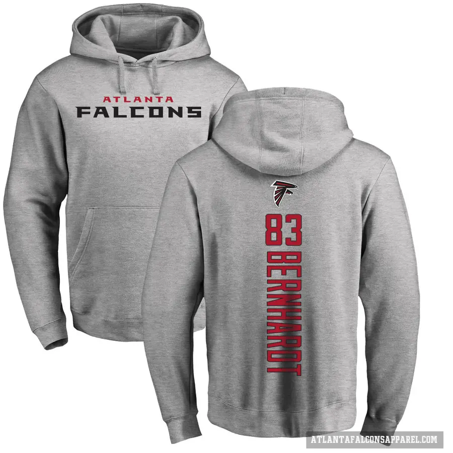 Men's ＃83 Jared Bernhardt Atlanta Falcons Pro Line Ash Backer Pullover Hoodie