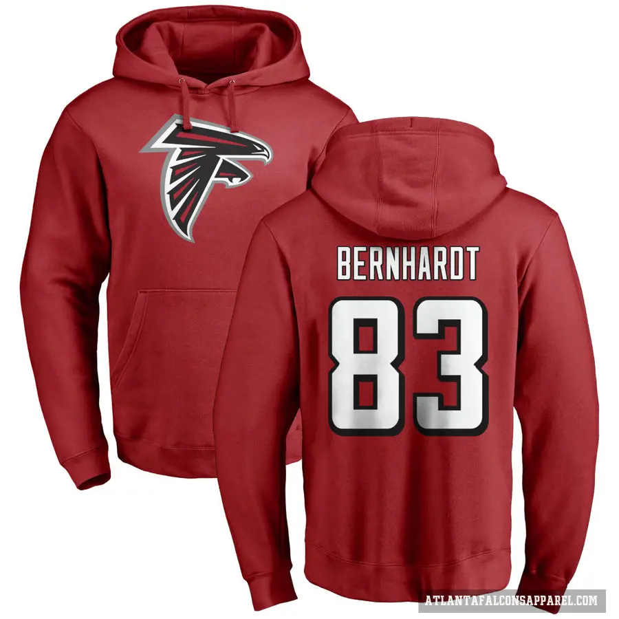 Men's ＃83 Jared Bernhardt Atlanta Falcons Red Pro Line Name & Number Logo Pullover Hoodie