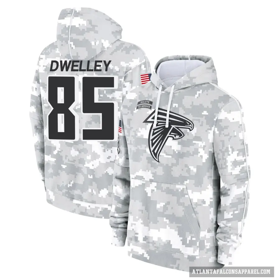 Men's ＃85 Ross Dwelley Atlanta Falcons Arctic Camo 2024 Salute to Service Club Fleece Pullover Hoodie