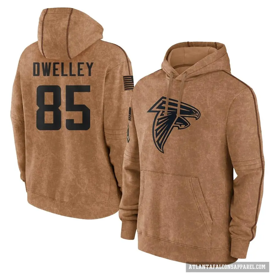 Men's ＃85 Ross Dwelley Atlanta Falcons Brown 2023 Salute To Service Club Pullover Hoodie