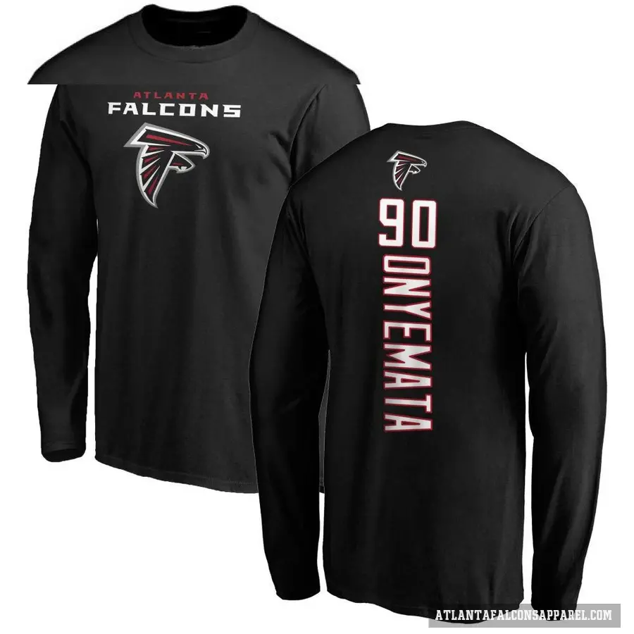 Men's ＃90 David Onyemata Atlanta Falcons Black Backer Long Sleeve T-Shirt