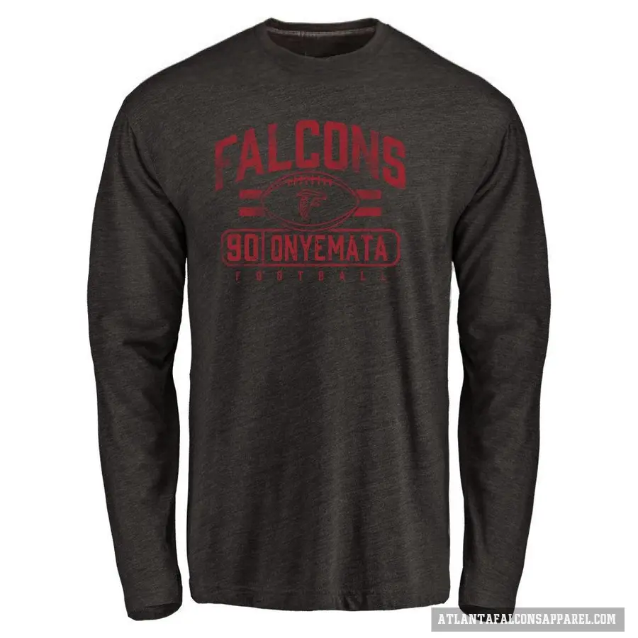 Men's ＃90 David Onyemata Atlanta Falcons Black Flanker Long Sleeve T-Shirt