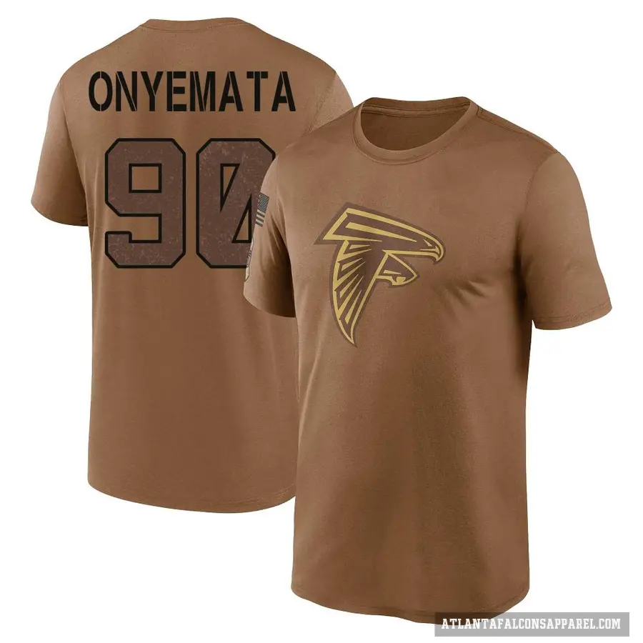 Men's ＃90 David Onyemata Atlanta Falcons Brown 2023 Salute To Service Performance T-Shirt