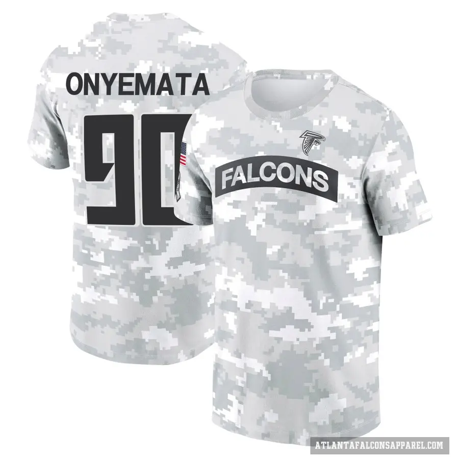 Men's ＃90 David Onyemata Atlanta Falcons Camo Arctic 2024 Salute to Service Performance T-Shirt