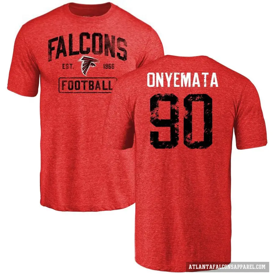 Men's ＃90 David Onyemata Atlanta Falcons Red Distressed T-Shirt