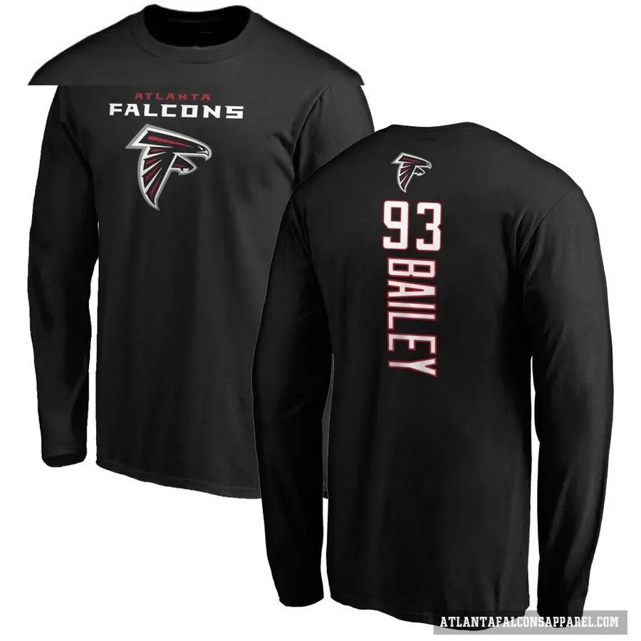 Men's ＃93 Allen Bailey Atlanta Falcons Black Backer Long Sleeve T-Shirt