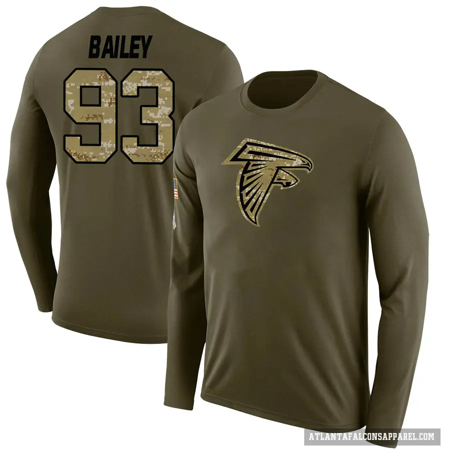 Men's ＃93 Allen Bailey Atlanta Falcons Olive Salute to Service Sideline Long Sleeve T-Shirt