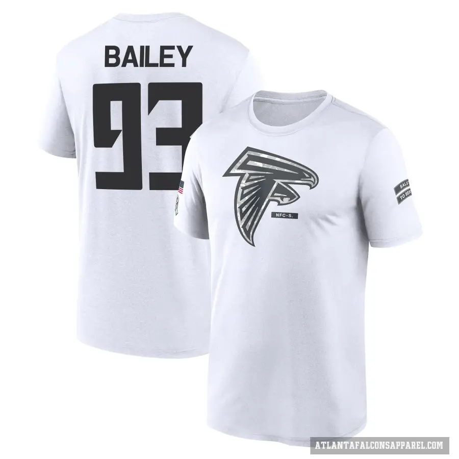 Men's ＃93 Allen Bailey Atlanta Falcons White 2024 Salute to Service Performance T-Shirt