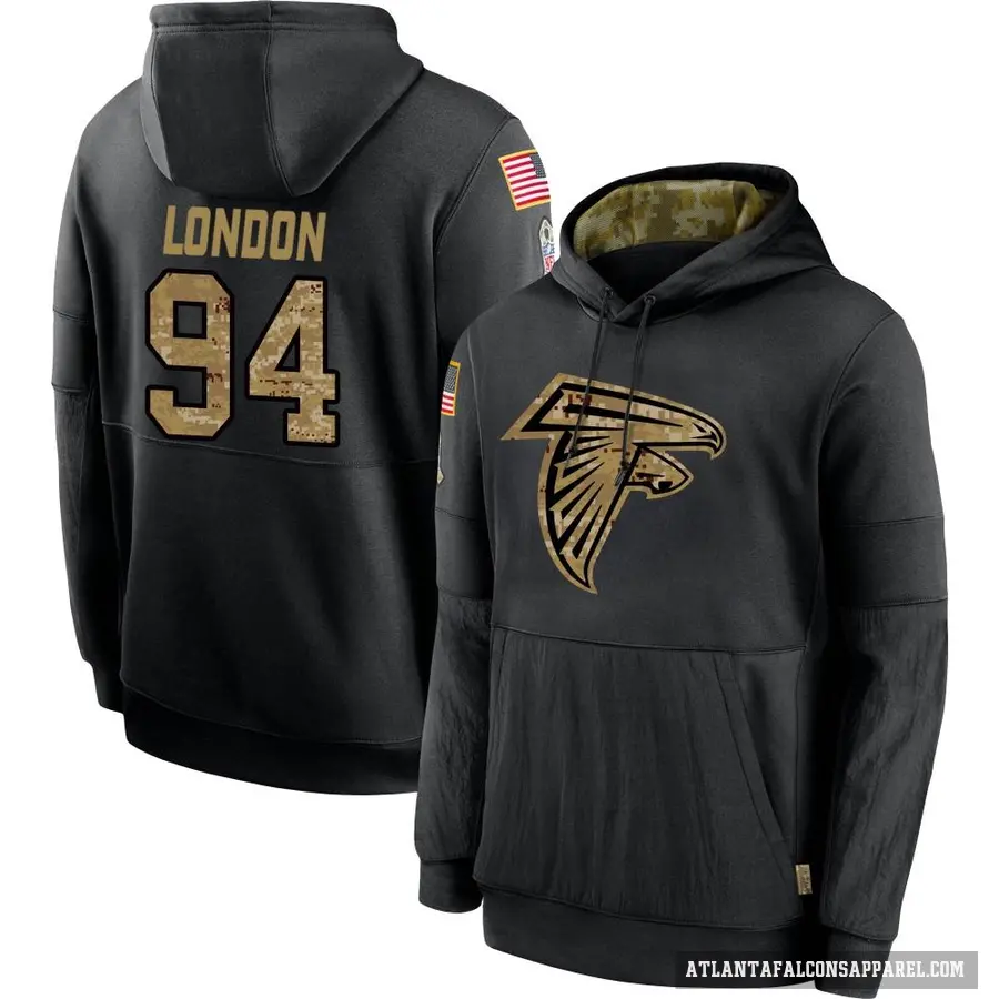 Men's ＃94 LaCale London Atlanta Falcons Black 2020 Salute to Service Sideline Performance Pullover Hoodie