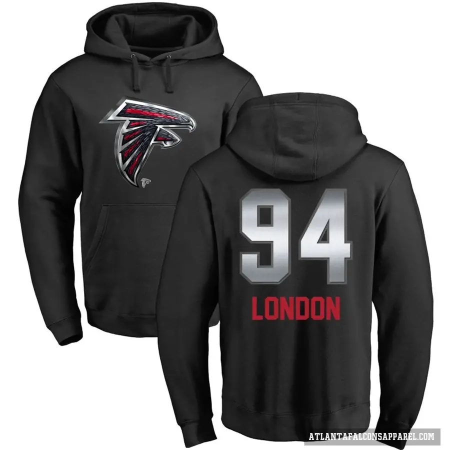 Men's ＃94 LaCale London Atlanta Falcons Black Midnight Mascot Pullover Hoodie