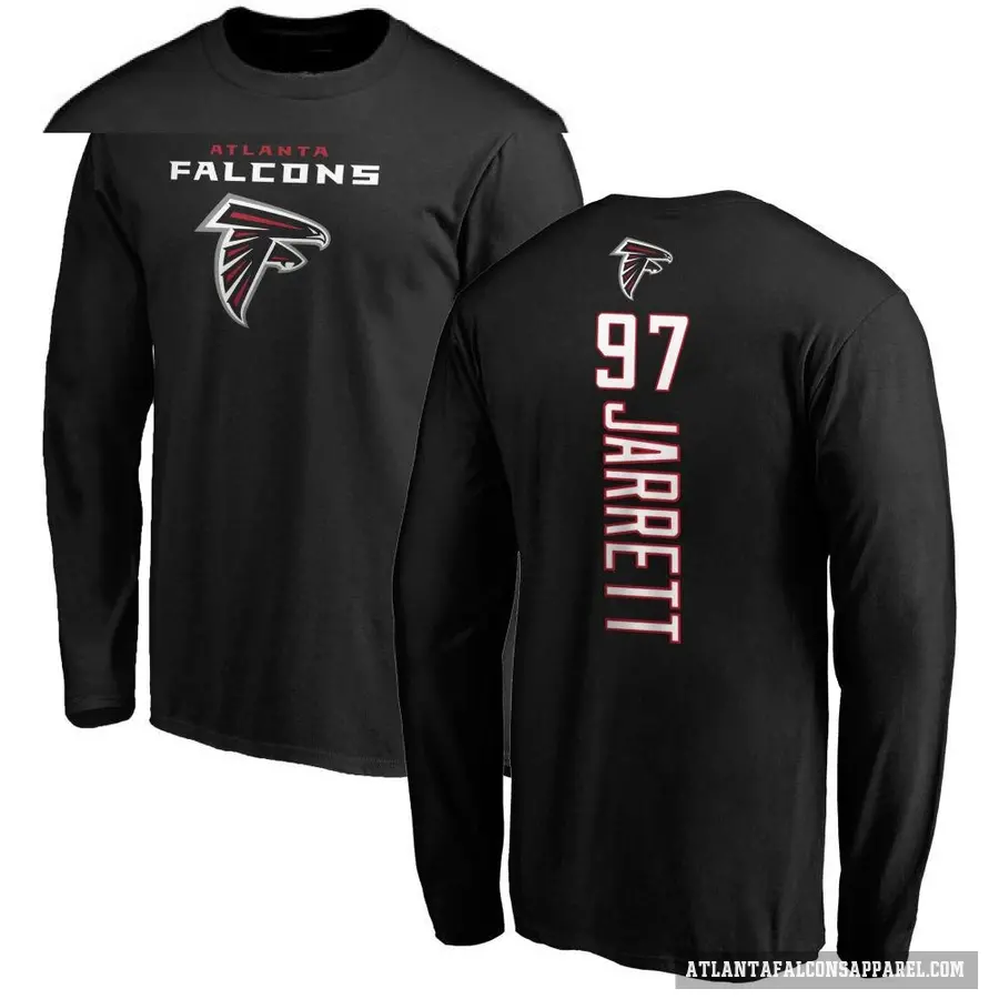 Men's ＃97 Grady Jarrett Atlanta Falcons Black Backer Long Sleeve T-Shirt