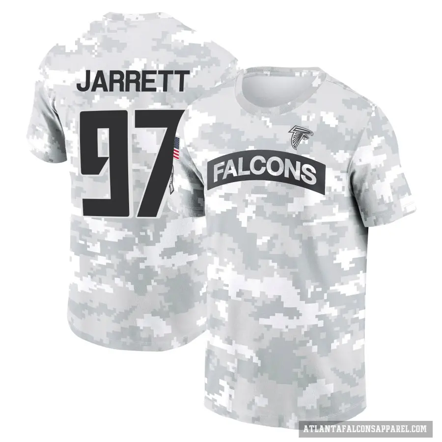 Men's ＃97 Grady Jarrett Atlanta Falcons Camo Arctic 2024 Salute to Service Performance T-Shirt