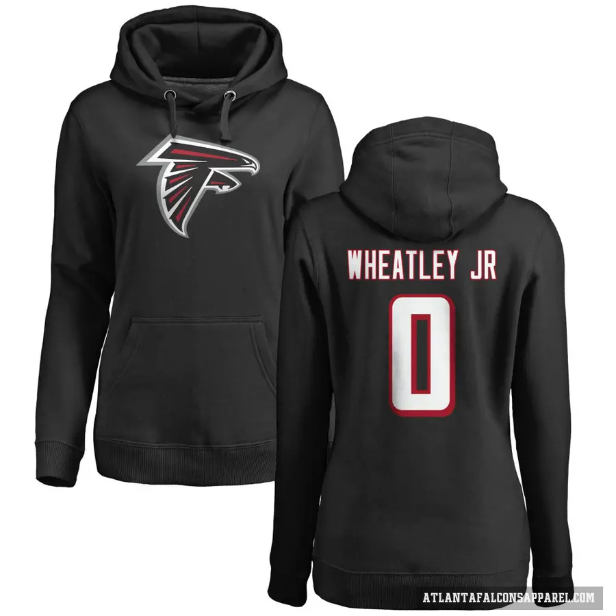 Women's ＃0 Tyrone Wheatley Jr. Atlanta Falcons Black Pro Line Logo Pullover Hoodie