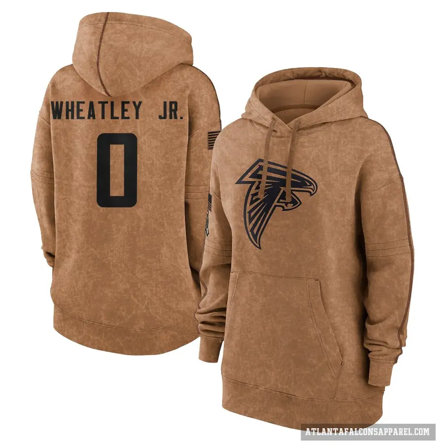 Women's ＃0 Tyrone Wheatley Jr. Atlanta Falcons Brown 2023 Salute To Service Pullover Hoodie