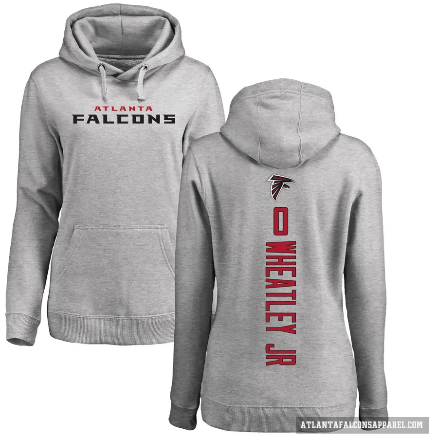 Women's ＃0 Tyrone Wheatley Jr. Atlanta Falcons Pro Line Ash Backer Pullover Hoodie