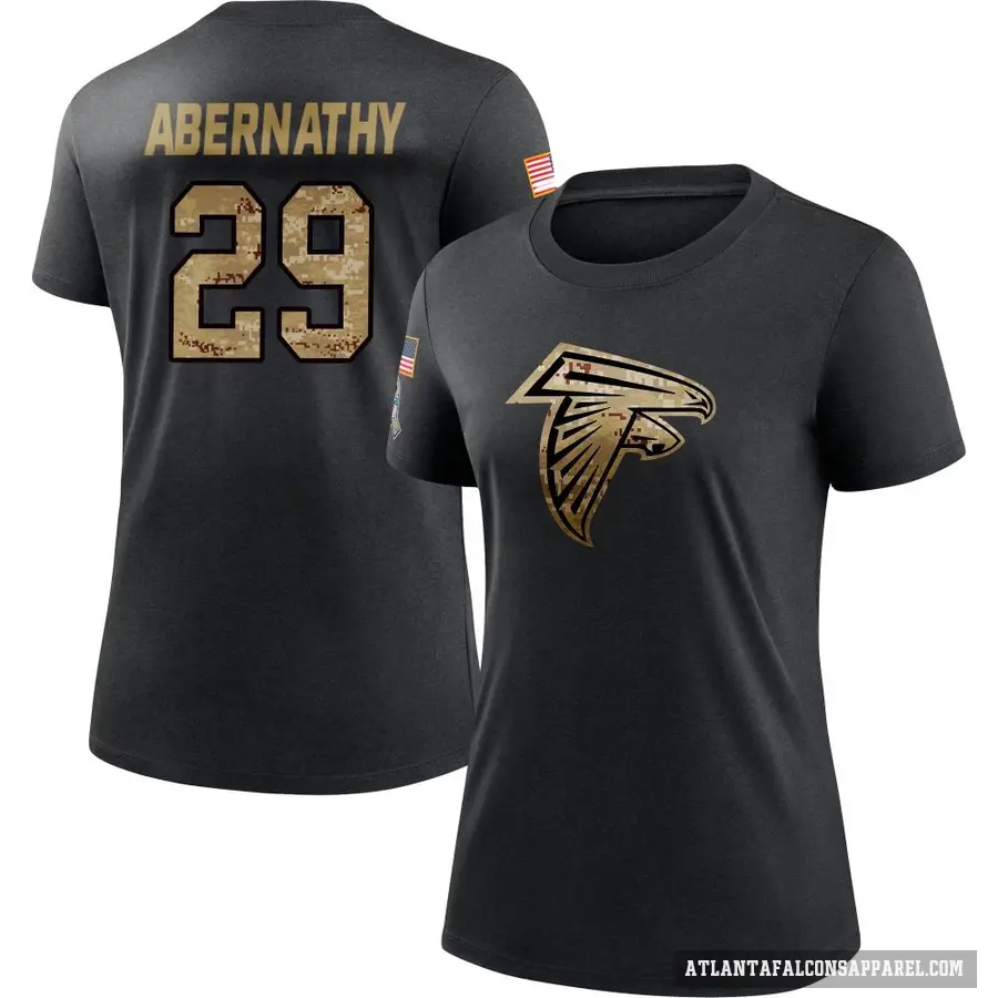 Women's ＃29 Micah Abernathy Atlanta Falcons Black 2020 Salute To Service Performance T-Shirt