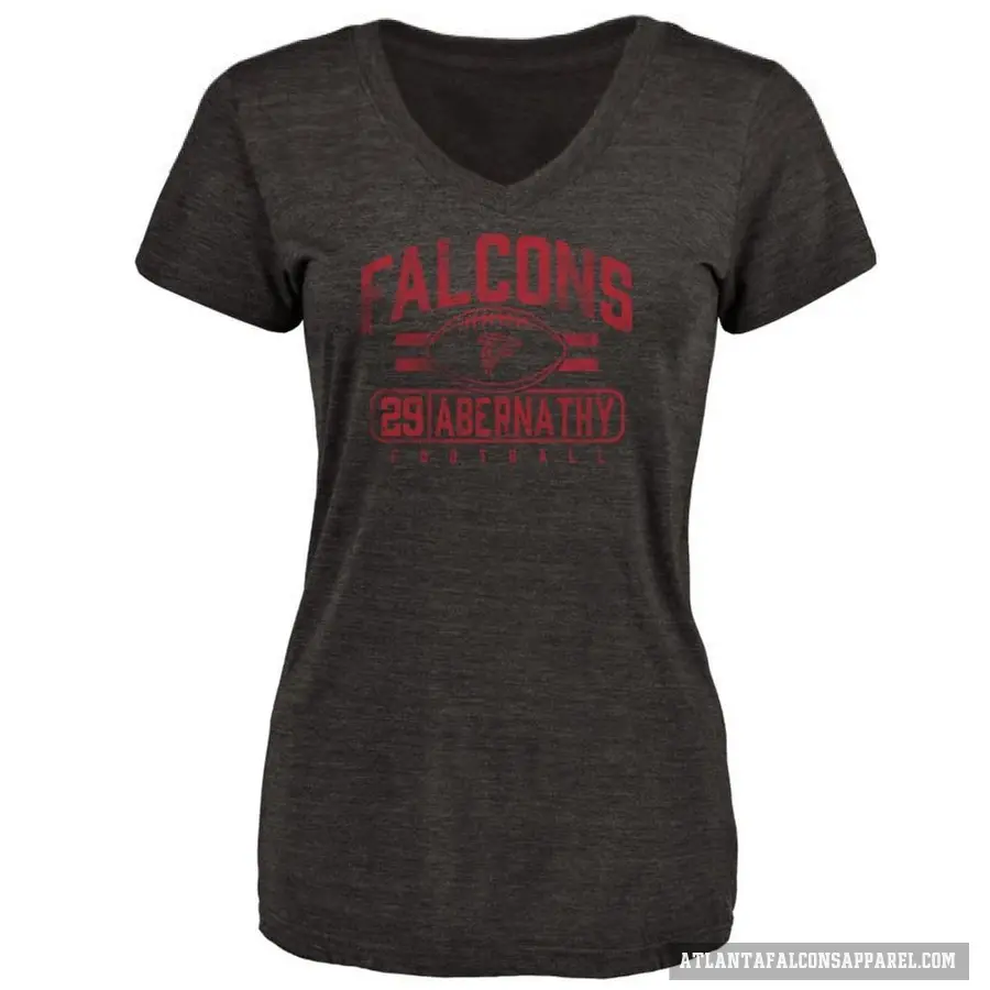 Women's ＃29 Micah Abernathy Atlanta Falcons Black Flanker T-Shirt