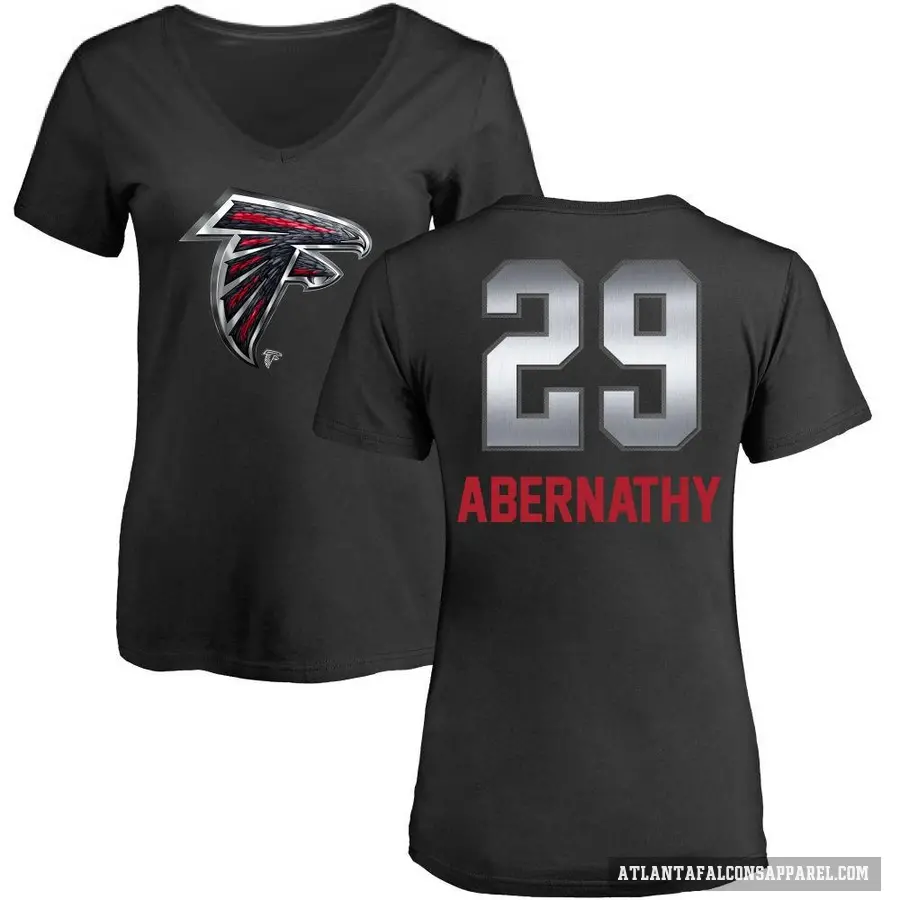 Women's ＃29 Micah Abernathy Atlanta Falcons Black Midnight Mascot T-Shirt