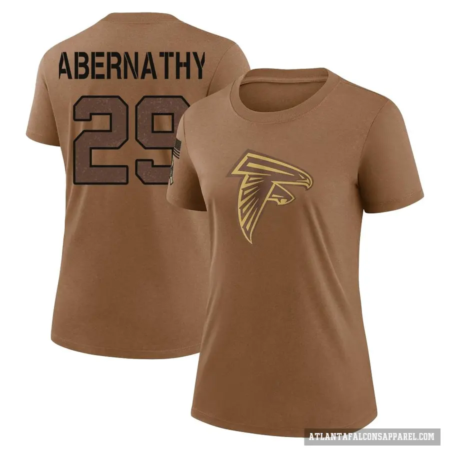 Women's ＃29 Micah Abernathy Atlanta Falcons Brown 2023 Salute To Service Performance T-Shirt