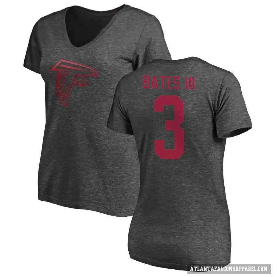 Women's ＃3 Jessie Bates III Atlanta Falcons Ash One Color T-Shirt