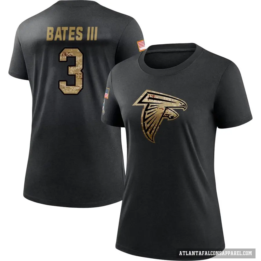 Women's ＃3 Jessie Bates III Atlanta Falcons Black 2020 Salute To Service Performance T-Shirt