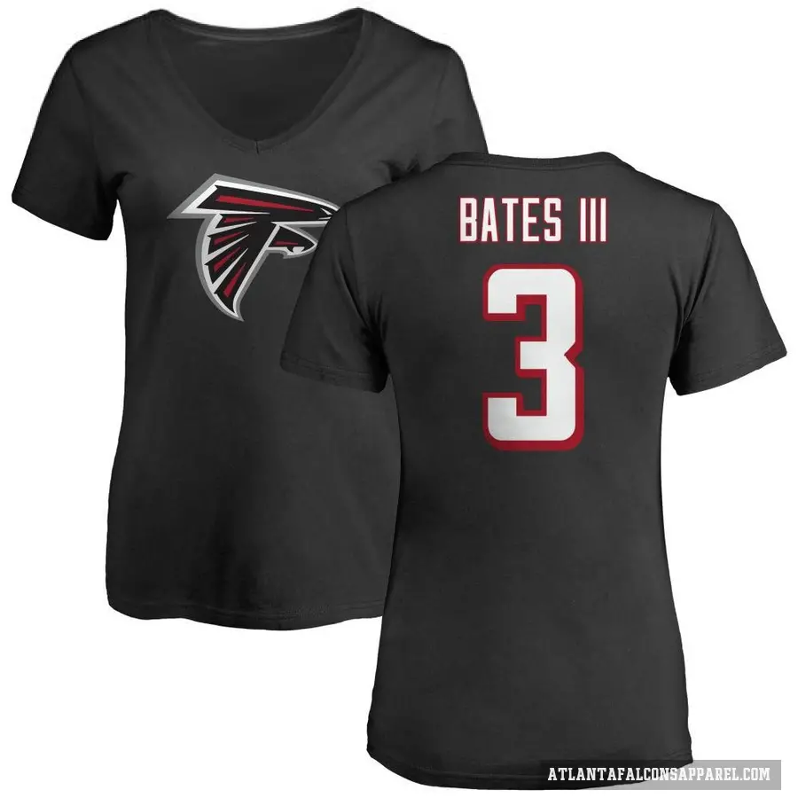 Women's ＃3 Jessie Bates III Atlanta Falcons Black Logo Slim Fit T-Shirt