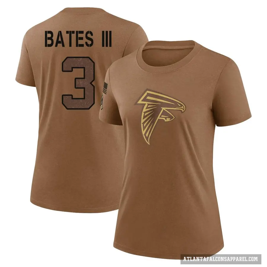 Women's ＃3 Jessie Bates III Atlanta Falcons Brown 2023 Salute To Service Performance T-Shirt