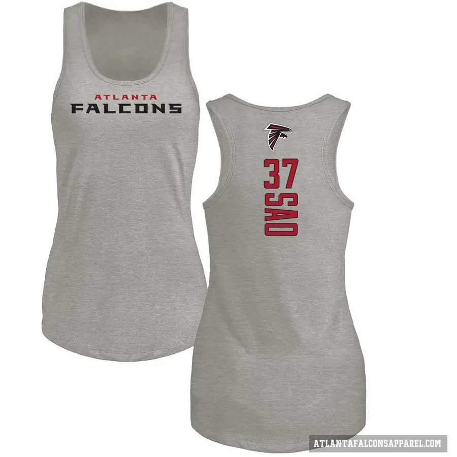 Women's ＃37 Anthony Sao Atlanta Falcons Ash Backer Tank Top