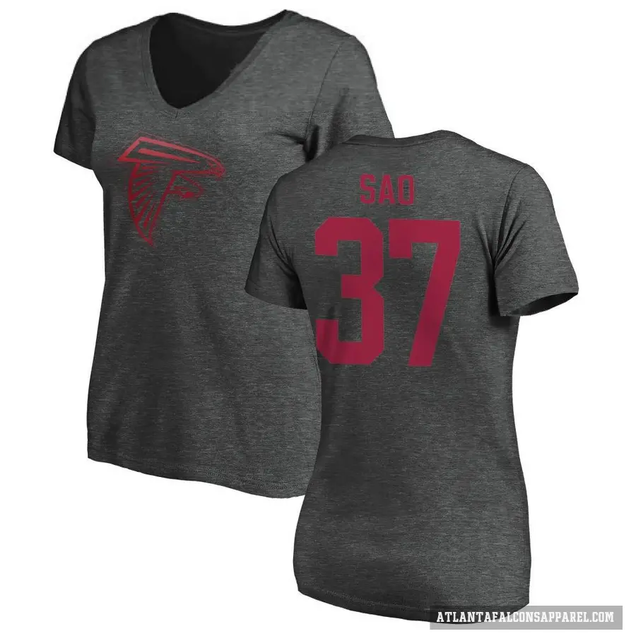 Women's ＃37 Anthony Sao Atlanta Falcons Ash One Color T-Shirt