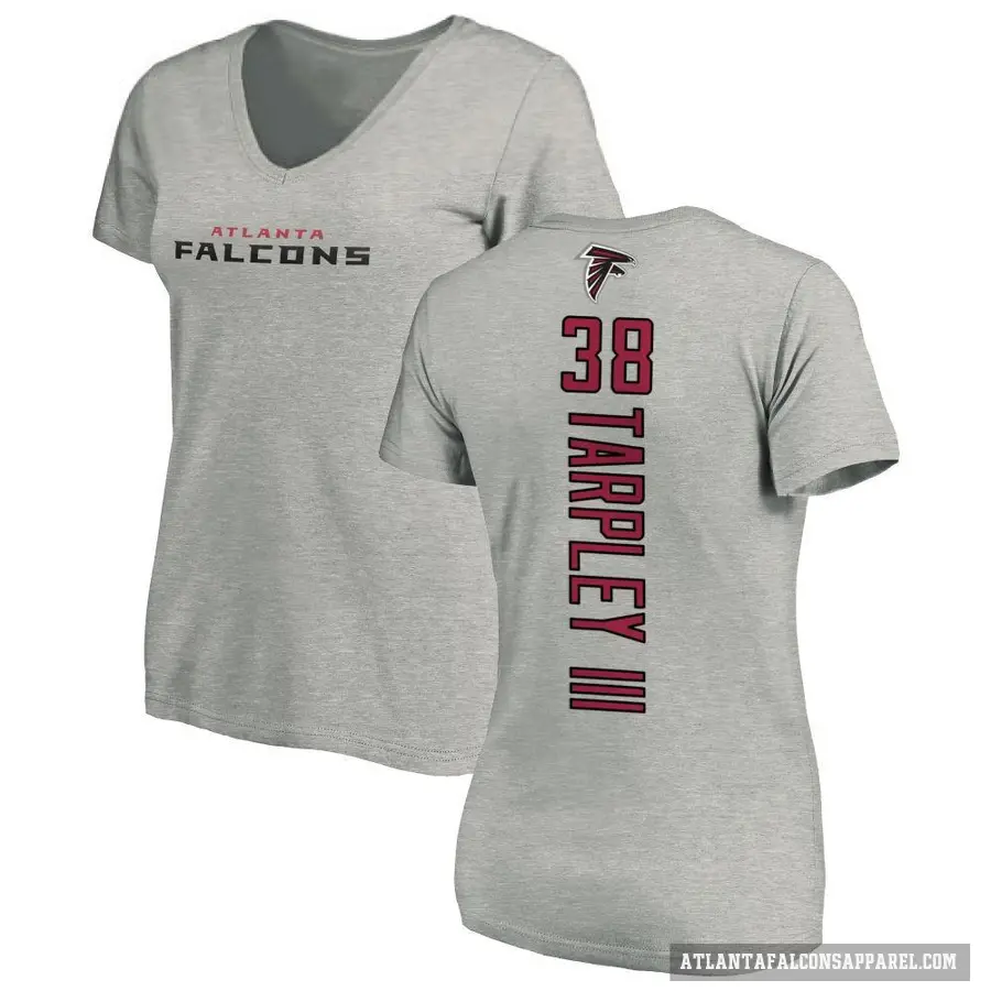 Women's ＃38 Tre Tarpley III Atlanta Falcons Ash Backer V-Neck T-Shirt