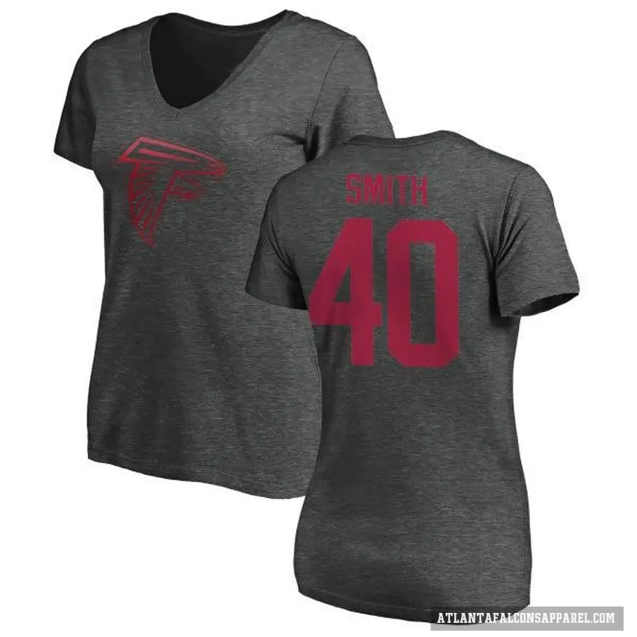 Women's ＃40 Keith Smith Atlanta Falcons Ash One Color T-Shirt