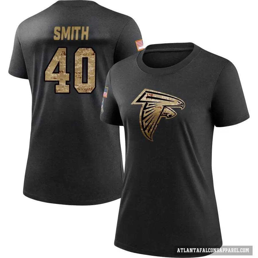 Women's ＃40 Keith Smith Atlanta Falcons Black 2020 Salute To Service Performance T-Shirt