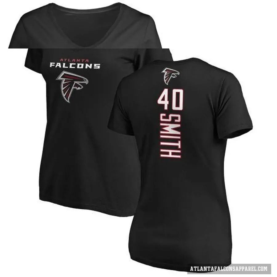 Women's ＃40 Keith Smith Atlanta Falcons Black Backer Slim Fit T-Shirt