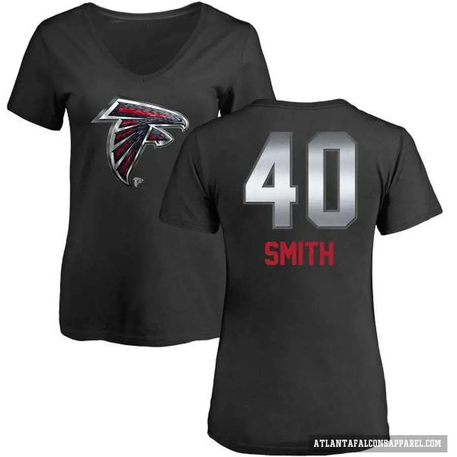 Women's ＃40 Keith Smith Atlanta Falcons Black Midnight Mascot T-Shirt