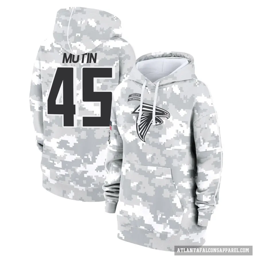 Women's ＃45 Donavan Mutin Atlanta Falcons Arctic Camo 2024 Salute to Service Club Fleece Pullover Hoodie