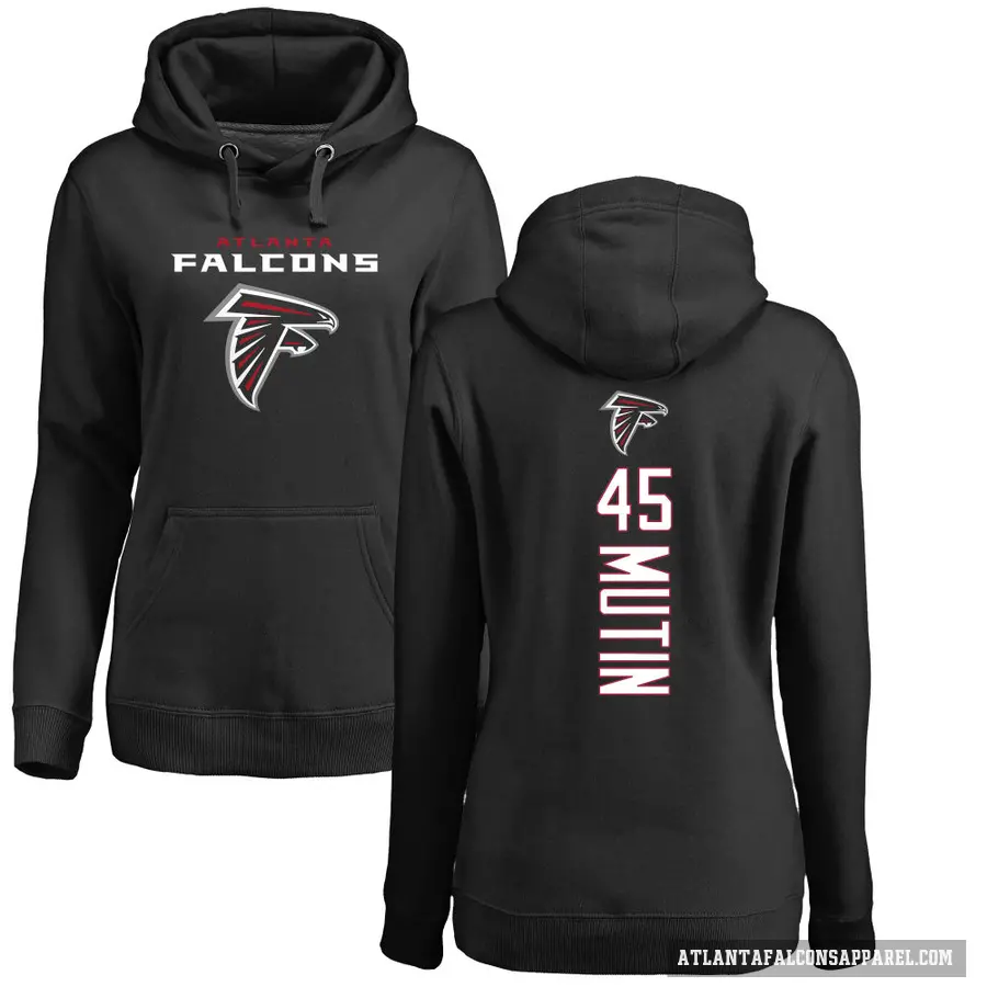 Women's ＃45 Donavan Mutin Atlanta Falcons Black Pro Line Backer Pullover Hoodie