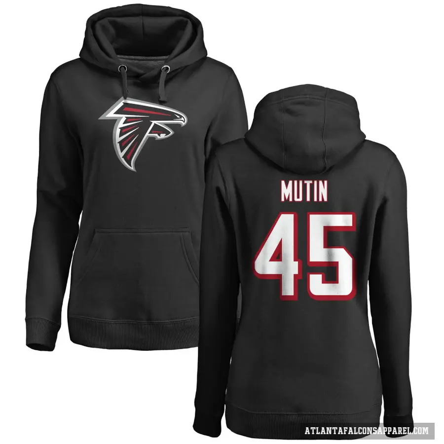 Women's ＃45 Donavan Mutin Atlanta Falcons Black Pro Line Logo Pullover Hoodie