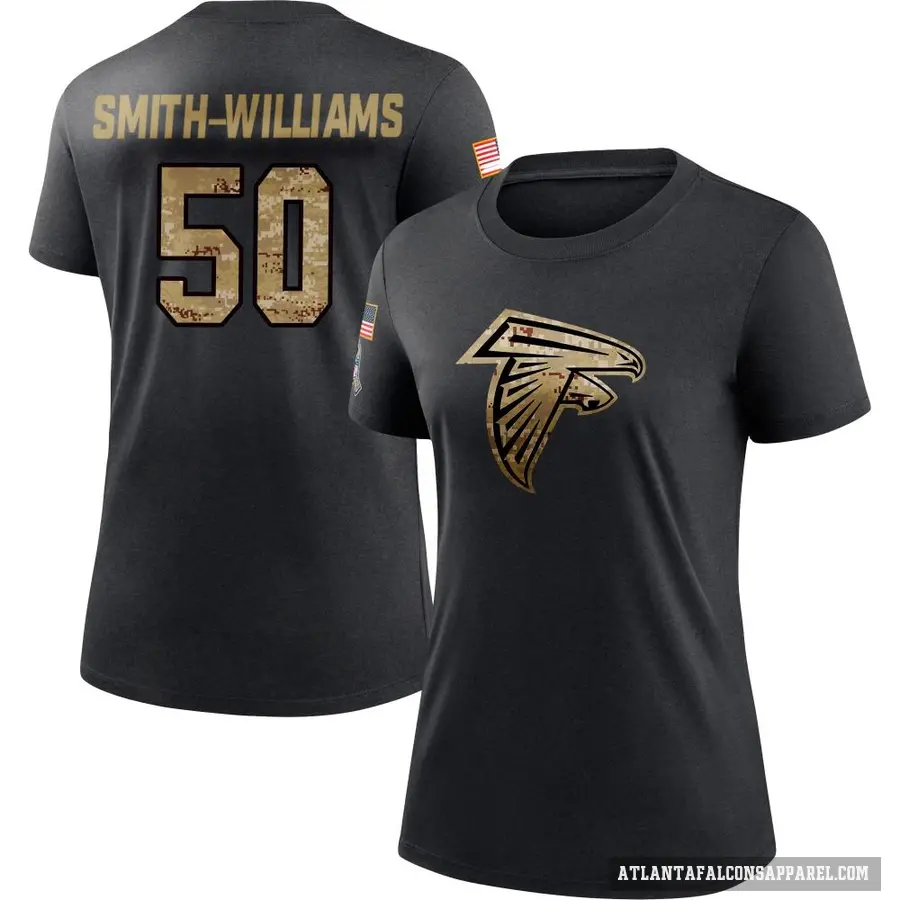 Women's ＃50 James Smith-Williams Atlanta Falcons Black 2020 Salute To Service Performance T-Shirt