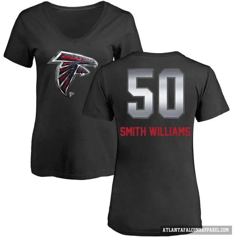 Women's ＃50 James Smith-Williams Atlanta Falcons Black Midnight Mascot T-Shirt