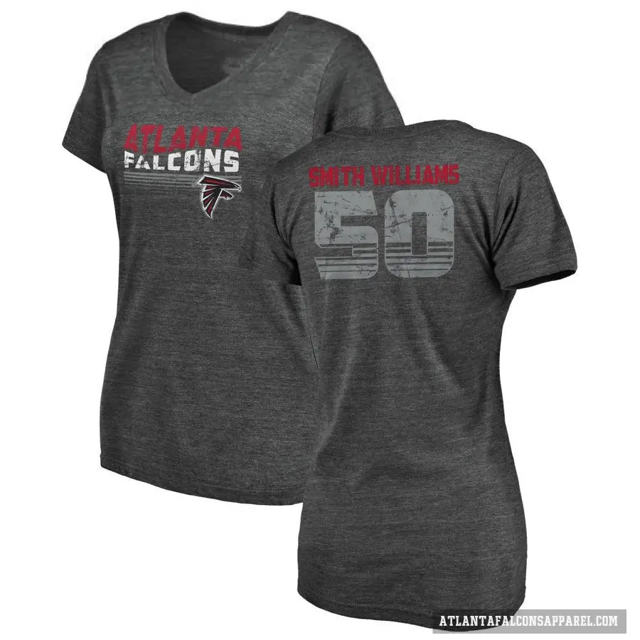 Women's ＃50 James Smith-Williams Atlanta Falcons Black Retro V-Neck T-Shirt