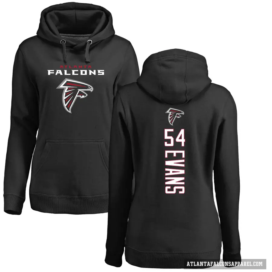 Women's ＃54 Rashaan Evans Atlanta Falcons Black Pro Line Backer Pullover Hoodie