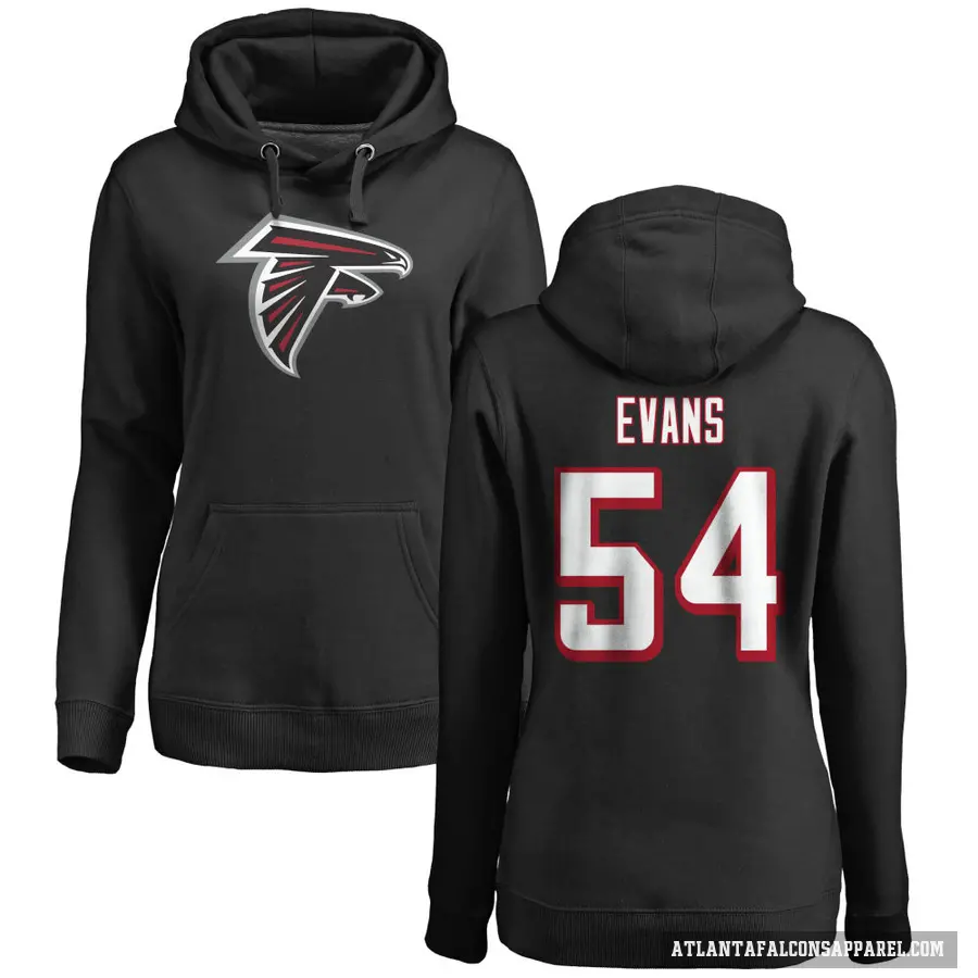 Women's ＃54 Rashaan Evans Atlanta Falcons Black Pro Line Logo Pullover Hoodie